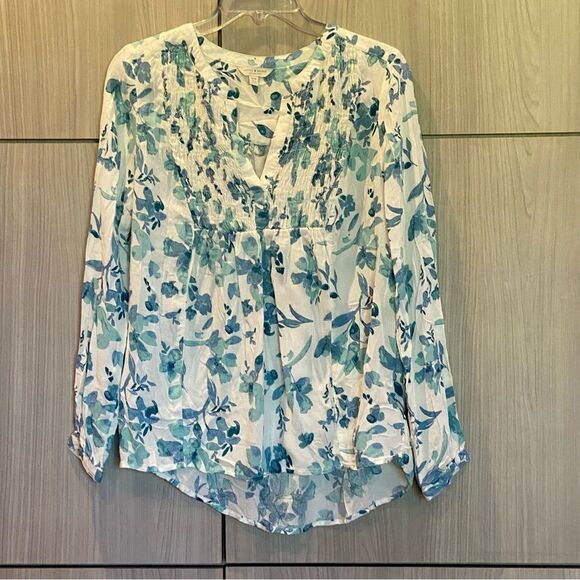 Lucky Brand Boho Split Neck Tunic Blouse Medium - Picture 1 of 8